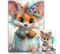 Teenager Puzzles Cute Fox 1000 Piece Jigsaw Puzzles for Adults Gifts,Staycation Kill Time Enhance Love between Couples 26x38cm