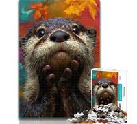 Teenager Puzzles Cute Otter 1000 Pieces Jigsaw Puzzle for Adults& Teens,Toys Educational Games Stress Relieving Unique Home Decor And Gifts 75x50cm