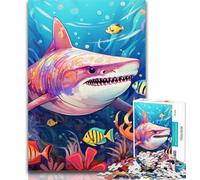 Teenager Puzzles Cute Shark 1000 Pieces Jigsaw Puzzle for Adults& Teens,for Educational Game Challenge Toy Unique Home Decor And Gifts 75x50cm