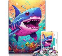 Teenager Puzzles Cute Shark Puzzles for Adults 1000 Pieces,for Age 14+ Impossible Game Best Gift for Adults And Teenagers 26x38cm
