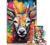 Teenager Puzzles Deer Graffiti 1000 Piece Jigsaw Puzzle for Adults And Teenagers,Learning Educational Toy for Is Ideal As A Gift for The Whole Family 26x38cm