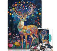 Teenager Puzzles Deer on Mountain Jigsaw Puzzles for Adults 1000 Pieces,with Matching Poster And Trivia Sheet for Age 14 26x38cm