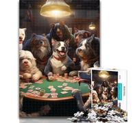 Teenager Puzzles Dogs Playing Poker 1000 Piece Jigsaw Puzzle for Adults Teens,Charcoal Art Staycation Kill Time for Home Decoration 26x38cm