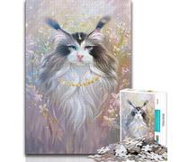 Teenager Puzzles Dreamy Maine Coon 1000 Piece Jigsaw Puzzle for Adults Teens,Charcoal Art Staycation Kill Time for Home Decoration (26x38cm)