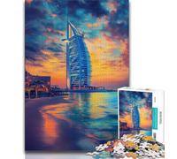 Teenager Puzzles Dubai Cityscape Adult Jigsaws 1000 Pieces Difficult,with Matching Poster And Trivia Sheet for Age 14 Years Up 75x50cm