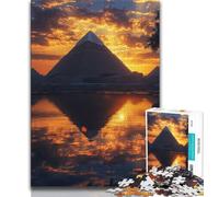 Teenager Puzzles Egyptian Pyramids 1000 Piece Jigsaw Puzzle for Adults Teens,with Matching Poster And Trivia Sheet for Age 14 75x50cm