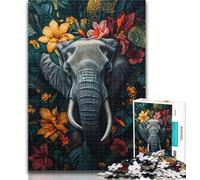 Teenager Puzzles Elephant Flowers Jigsaw Puzzles for Teenagers 1000 Pieces,Family Game Birthday Gifts.Challenge High Difficulty 26x38cm