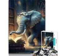 Teenager Puzzles Elephant Reading A Book Jigsaw Puzzles for Adults 1000 Piece,Decompressing Intellectual Educational Toy Birthday Present, Gifts 50x75cm