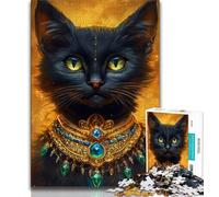 Teenager Puzzles Fantasy Black Cat Jigsaw Puzzles for Teenagers,with Fully Interlocking Randomly Shaped Pieces for And 14 Years Old (50x75cm)