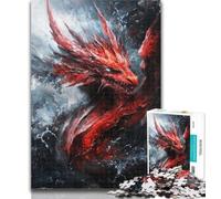 Teenager Puzzles Fantasy Red Dragon Jigsaw Puzzles for Teenagers 1000 Pieces,with Matching Poster And Trivia Sheet for Age 14 Years Up 50x75cm