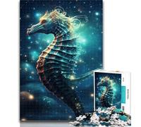 Teenager Puzzles Fantasy Seahorse 1000 Piece Jigsaw Puzzle for Adults Teens,Charcoal Art Staycation Kill Time for Home Decoration 26x38cm
