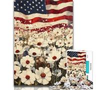 Teenager Puzzles Field of White Red Flowers Puzzles 1000 Pieces for Teenagers,is Ideal As Gifts for The Whole Family for And Age 14 50x75cm