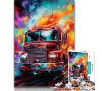 Teenager Puzzles Fire Truck 1000 Piece Jigsaw Puzzle for Adults Teens,Toys Educational Games Stress Relieving Wishlist with Santa Claus 26x38cm