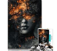 Teenager Puzzles Flame Girl Jigsaw Puzzles 1000 Pieces for Adults Teens,Toys Educational Games Stress Relieving Wishlist with Santa Claus 50x75cm