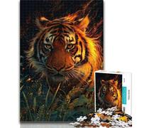 Teenager Puzzles Flame Tiger Jigsaws Puzzles 1000 Pieces for Adults Gifts,Learning Educational Toy for Is Ideal As A Gift for The Whole Family 50x75cm