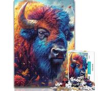Teenager Puzzles Flowers And Bison Jigsaw Puzzles for Adults,Artistic Wall Decor & Birthday Gift Idea for Friends, Home Office 50x75cm
