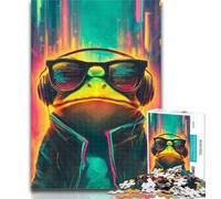 Teenager Puzzles Frog with Glasses Jigsaw Puzzle 1000 Pieces for Adults,Educational Game for Birthday, Chrismas for And Age 14 50x75cm