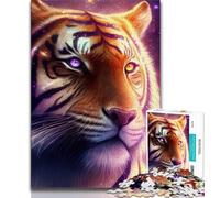 Teenager Puzzles Galactic Tiger 1000 Piece Jigsaw Puzzle for Adults Teens,Toys Educational Games Stress Relieving Wishlist with Santa Claus (50x75cm)