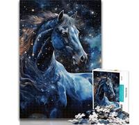 Teenager Puzzles Galaxies Horses 1000 Piece Jigsaw Puzzle for Adults Teens,Charcoal Art Staycation Kill Time for Home Decoration 26x38cm