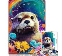 Teenager Puzzles Galaxies Otters Jigsaw Puzzles for Adults,Artistic Wall Decor & Birthday Gift Idea for Friends, Home Office 50x75cm
