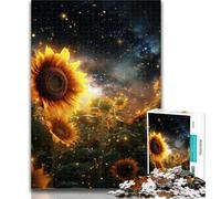Teenager Puzzles Galaxies Sunflowers 1000 Piece Jigsaw Puzzle for Adults Teens,Charcoal Art Staycation Kill Time for Home Decoration 26x38cm