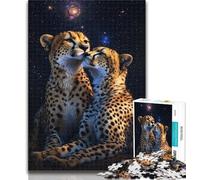 Teenager Puzzles Galaxy Cheetah 1000 Piece Jigsaw Puzzle for Adults Teens,Challenging Game And Family Play Secret Santa Gifts 26x38cm