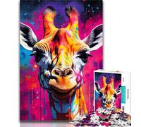 Teenager Puzzles Giraffe 1000 Piece Jigsaw Puzzle for Adults Teens,Toys Educational Games Stress Relieving Wishlist with Santa Claus 75x50cm