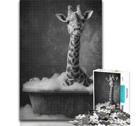 Teenager Puzzles Giraffe in The Bathroom Jigsaw Puzzles for Teenagers 1000 Pieces,Vibrant And Unique Design Relaxing & Challenging Puzzle Experience 50x75cm