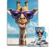 Teenager Puzzles Giraffe Wearing Sunglasses 1000 Pieces Jigsaw Puzzle for Adults& Teens,Train Your Brain And Hands Birthday Present, Gifts 26x38cm