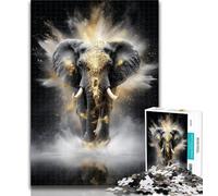 Teenager Puzzles Golden Black Elephant 1000 Piece Jigsaw Puzzle for Adults Teens,Toys Educational Games Stress Relieving Wishlist with Santa Claus 26x38cm