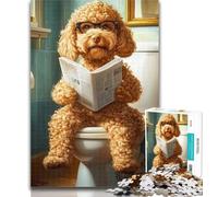 Teenager Puzzles Golden Doodle in The Toilet Adult Puzzles 1000 Pieces,Toys Educational Games Stress Relieving Parent-child Interaction 75x50cm