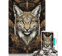 Teenager Puzzles Golden Lynx 1000 Piece Jigsaw Puzzle for Adults And Teenagers,Train Your Brain And Hands Birthday Present, Gifts 26x38cm