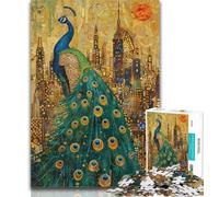 Teenager Puzzles Golden Peacock Jigsaw Puzzle 1000 Pieces for Adults,Educational Game for Birthday, Chrismas for And Age 14 50x75cm