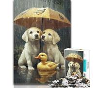 Teenager Puzzles Golden Retriever Holding An Umbrella Jigsaw Puzzles for Adults 1000 Piece,Decompressing Intellectual Educational Toy Birthday Present, Gifts 26x38cm