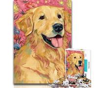 Teenager Puzzles Golden Retriever Oil Painting Adult Jigsaw Puzzles 1000,Decompressing Intellectual Educational Toy Secret Santa Gifts 50x75cm