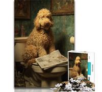 Teenager Puzzles Goldendoodle Sitting on Toilet Jigsaw Puzzles for Teenagers 1000 Pieces,Train Your Brain And Hands Birthday Present, Gifts (50x75cm)