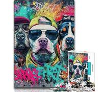 Teenager Puzzles Graffiti Pug Adult Jigsaws 1000 Pieces Difficult,is Ideal As A Gift for The Whole Family Suitable for And 14 (26x38cm)