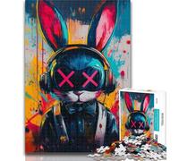 Teenager Puzzles Graffiti Rabbit Jigsaw Puzzles 1000 Pieces for Adults Teens,Stress Reliever Difficult Challenge Unique Home Decor And Gifts 50x75cm
