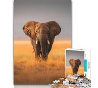 Teenager Puzzles Grassland Elephants 1000 Pieces Jigsaw Puzzle for Adults& Teens,Artists Collection, Fine Art for Age 14 Years Up 50x75cm