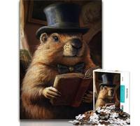 Teenager Puzzles Groundhog Reading A Book Jigsaw Puzzle 1000 Pieces for Teenagers,Educational Games Home Decoration Artists Collection, Fine Art 50x75cm