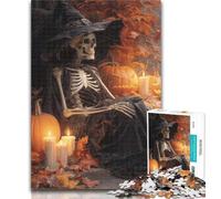 Teenager Puzzles Halloween And Skeletons 1000 Piece Jigsaw Puzzle for Adults And Teenagers,Train Your Brain And Hands Birthday Present, Gifts 26x38cm
