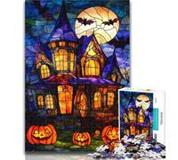 Teenager Puzzles Halloween Castle 1000 Piece Jigsaw Puzzle for Adults Teens,Toys Educational Games Stress Relieving Wishlist with Santa Claus 75x50cm