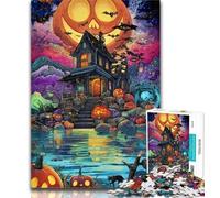 Teenager Puzzles Halloween Castle 1000 Pieces Jigsaw Puzzle for Adults& Teens,Train Your Brain And Hands Gifts for Friends And Family 50x75cm