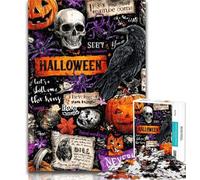 Teenager Puzzles Halloween Collage 1000 Piece Jigsaw Puzzles for Teenagers,Toys Educational Games Stress Relieving Wall Decoration 50x75cm