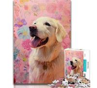 Teenager Puzzles Happy Golden Retriever Jigsaw Puzzles for Adults,Artistic Wall Decor & Birthday Gift Idea for Friends, Home Office 26x38cm
