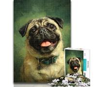 Teenager Puzzles Happy Pug 1000 Pieces Jigsaw Puzzle for Adults& Teens,Artists Collection, Fine Art for Age 14 Years Up 50x75cm