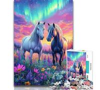 Teenager Puzzles Horses Under The Aurora 1000 Pieces Jigsaw Puzzles For Teens And Adults,Educational Games Home Decoration Deal As Gifts for The Whole Family 26x38cm