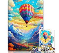 Teenager Puzzles Hot Air Balloon with Mountains Jigsaw Puzzles for Adults,Artistic Wall Decor & Birthday Gift Idea for Friends, Home Office (26x38cm)