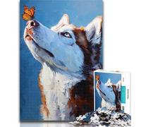 Teenager Puzzles Husky Butterfly Jigsaw Puzzles for Adults 1000 Piece,Decompressing Intellectual Educational Toy Birthday Present, Gifts 50x75cm