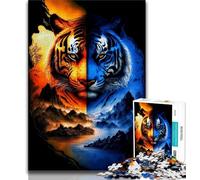Teenager Puzzles Ice And Fire Tiger Puzzles for Adults 1000 Pieces,for Age 14+ Impossible Game Best Gift for Adults And Teenagers (38x26cm)